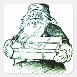 CHRISTMAS CARD VINTAGE SANTA STICKER ENVELOPE SEAL