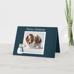 Christmas Card w/Beautiful Basset Hound in Snow