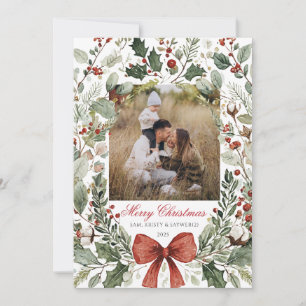Christmas Card  Watercolor botanical floral 