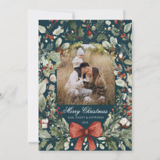 Christmas Card  Watercolor botanical floral 
