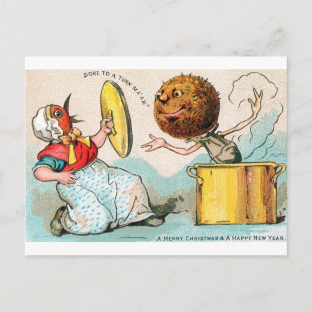 Christmas Card where Pudding attacks BirdLady (Front)