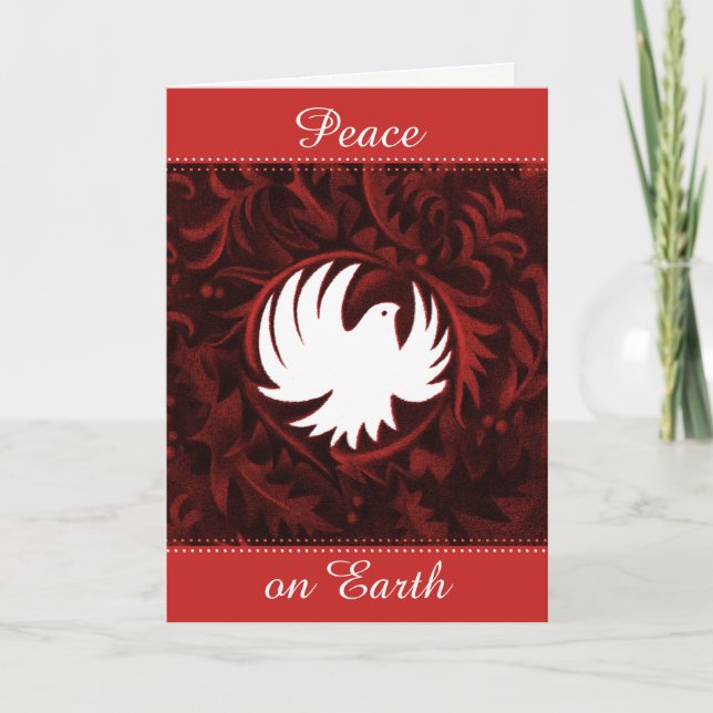 Christmas card William Morris-style peace dove (Front)