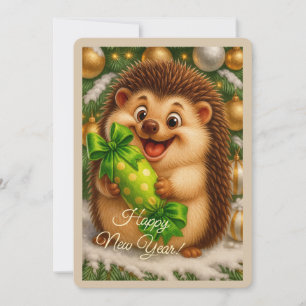 Christmas card with a hedgehog