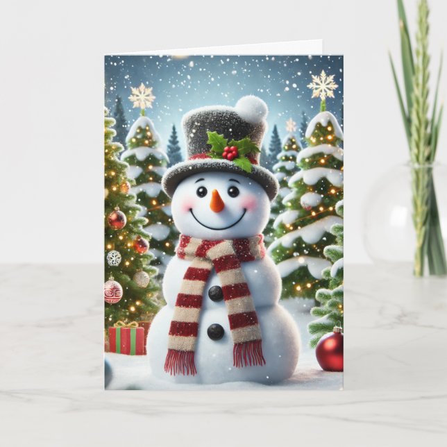 Christmas card with a snowman (Front)