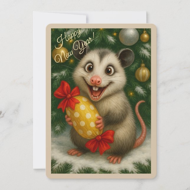 Christmas card with an opossum (Front)