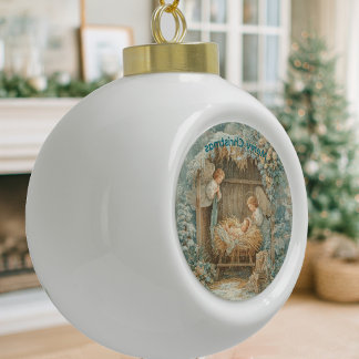 Christmas card with baby Snowflake Framed Ornament