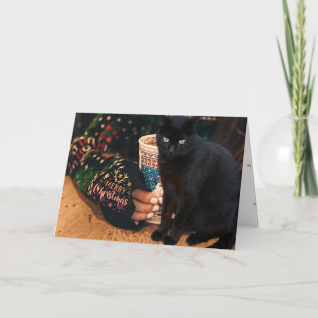 Christmas Card with Black Cat (Front)