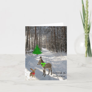 Christmas Card with Bunny and Donkey