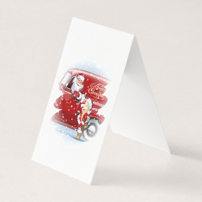 Christmas card with cartoon Snow Maiden - Postman (Front)