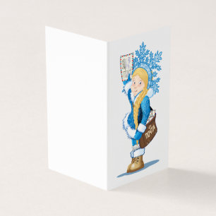 Christmas card with cartoon Snow Maiden - Postman