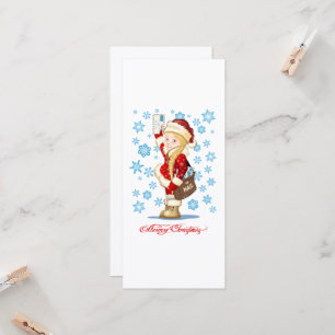 Christmas card with cartoon Snow Maiden - Postman