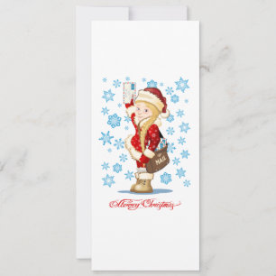Christmas card with cartoon Snow Maiden - Postman