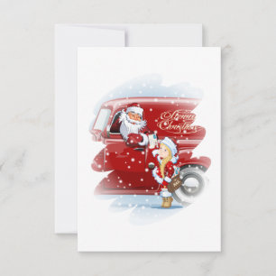Christmas card with cartoon Snow Maiden - Postman