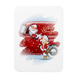Christmas card with cartoon Snow Maiden - Postman Magnet