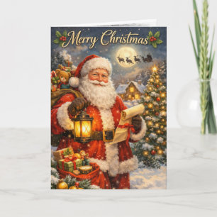 Christmas Card With Charcoal Sketch Santa Inside