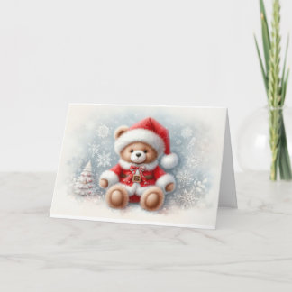 Christmas card with Christmas teddy bear image