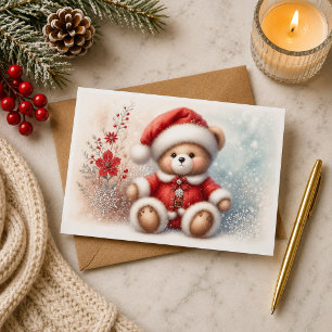 Christmas card with Christmas teddy bear image