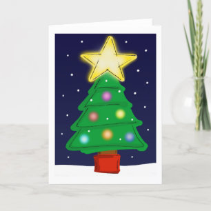 Christmas card with Christmas tree and bright star