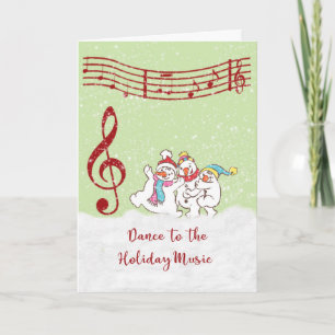 Christmas Card with Dancing Snowmen/Musical Notes