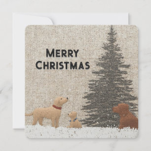 Christmas Card with Dogs & Tree Neutral Colour