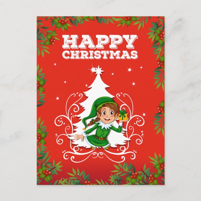 Christmas card with elf (Front)