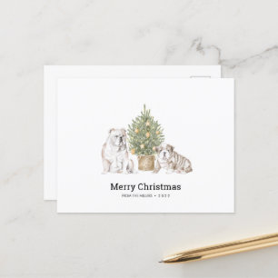 Christmas Card with English Bulldog Family