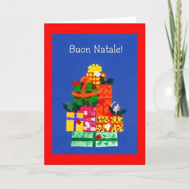 Christmas Card with Gifts - Italian Greeting (Front)