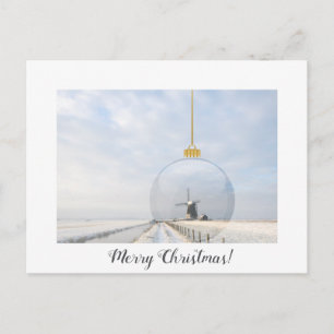 Christmas card with glass ball and windmill