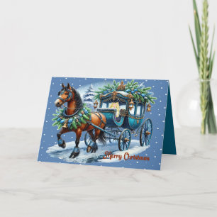 Christmas Card with Horse & Buggy & Passenger