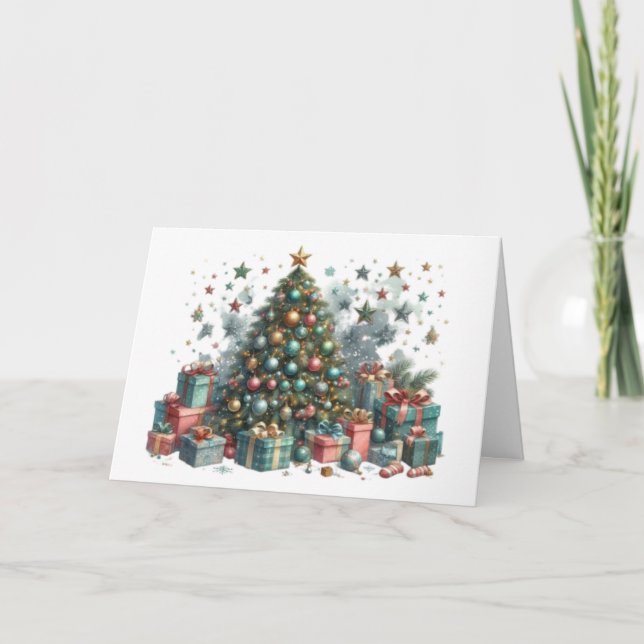 Christmas card with image of Christmas tree (Front)