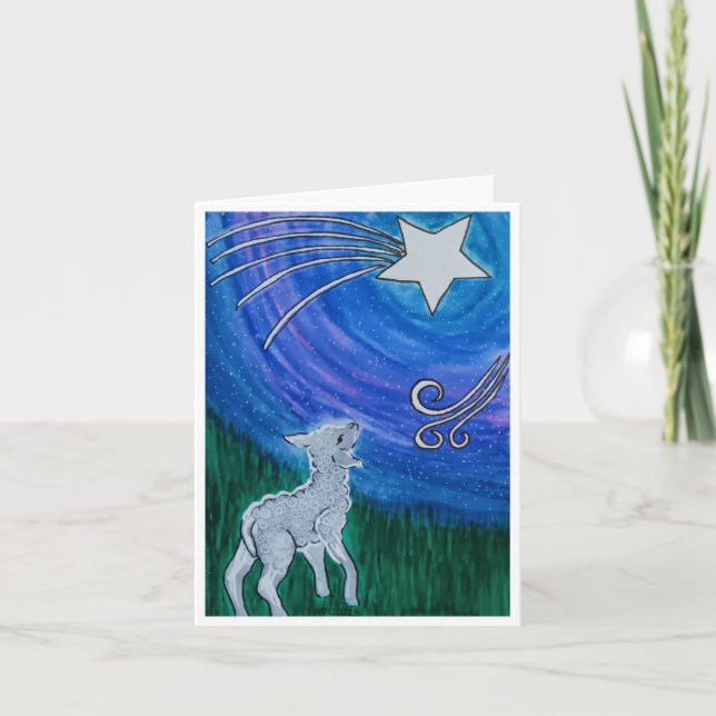 Christmas card with lamb and star (Front)