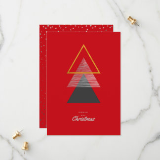 Christmas card with modern geometric trees.