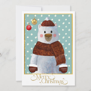Christmas Card with Polar Bear and Merry Christmas