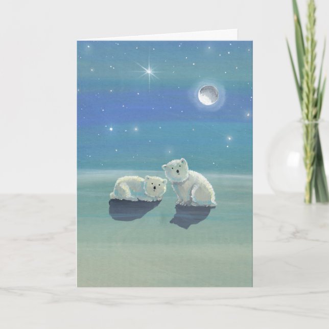 Christmas Card with Polar Bear Cubs (Front)