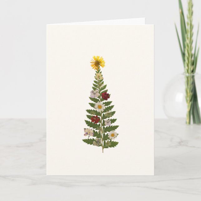 Christmas Card with Pressed Flower Tree (Front)
