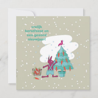 Christmas card with rabbit and carrot decoration