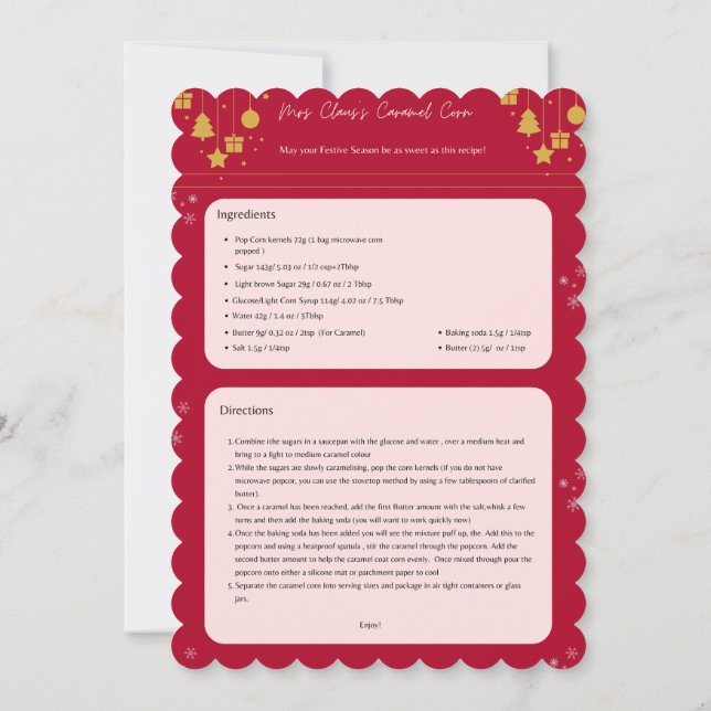 Christmas card (with recipe) (Back)