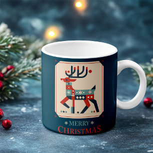 Christmas Card with Reindeer Illustration Design Coffee Mug