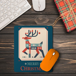 Christmas Card with Reindeer Illustration Design Mouse Mat