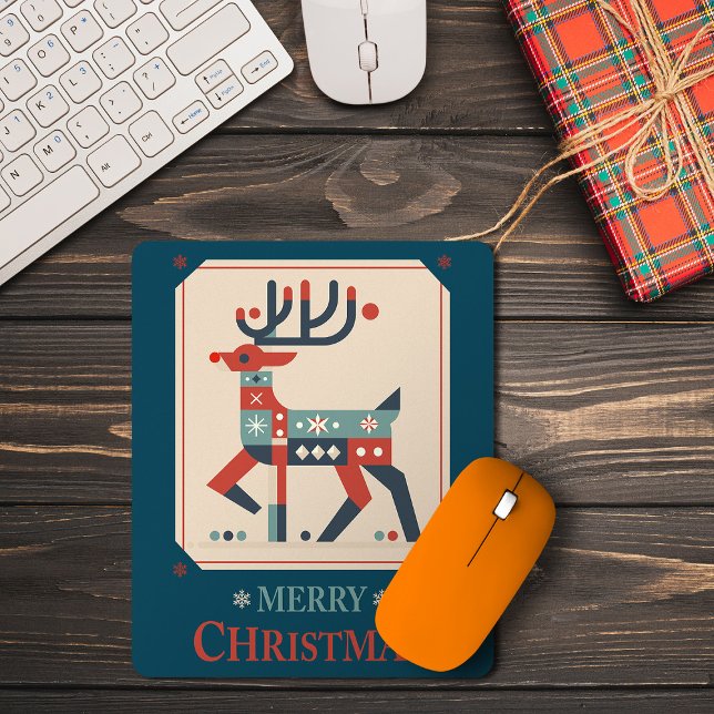 Christmas Card with Reindeer Illustration Design Mouse Mat (Creator Uploaded)