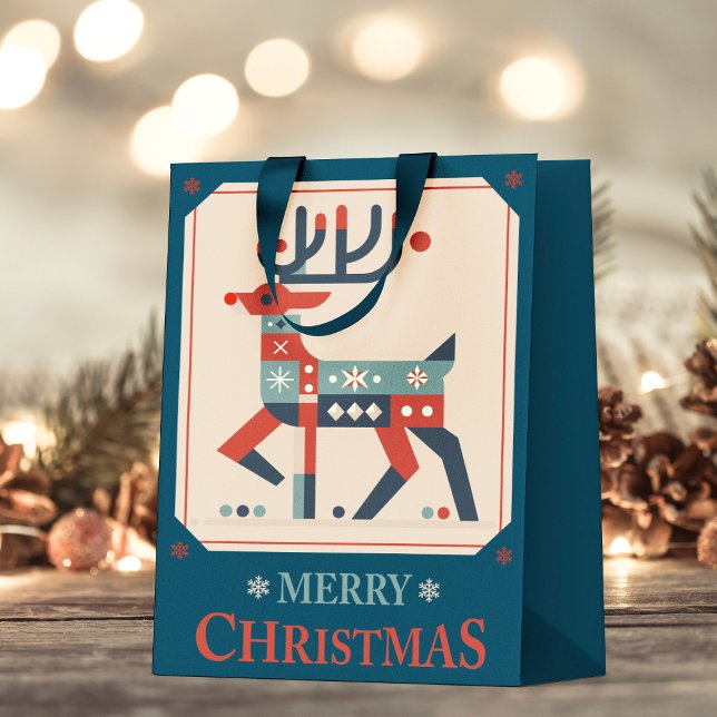 Christmas Card with Reindeer Illustration Design Small Gift Bag (Creator Uploaded)