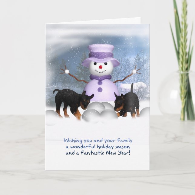 Christmas Card With Rottweiler Puppies - Called Wh (Front)