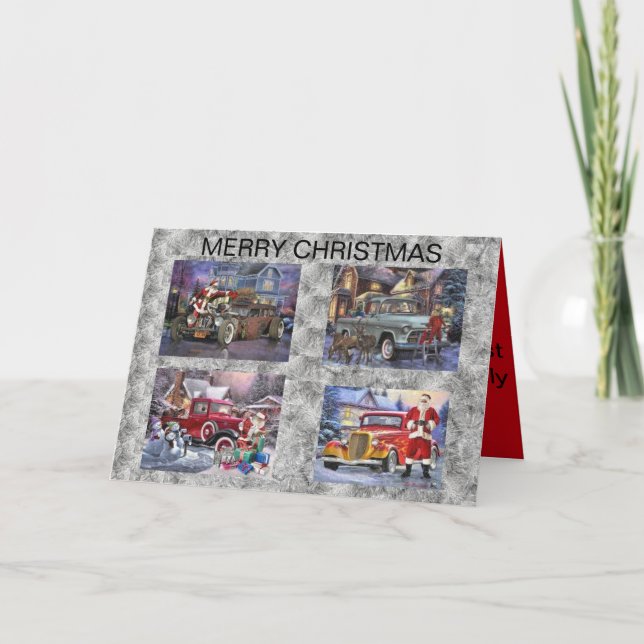 Christmas Card with Santas and Hot Rods (Front)