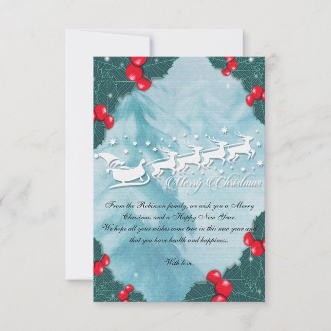 Christmas Card With Santa's Reindeer (Front)