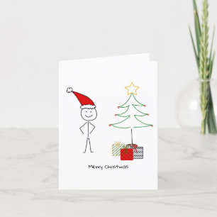 Christmas card with stickman santa claus,