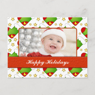 Christmas card with stockings and stars