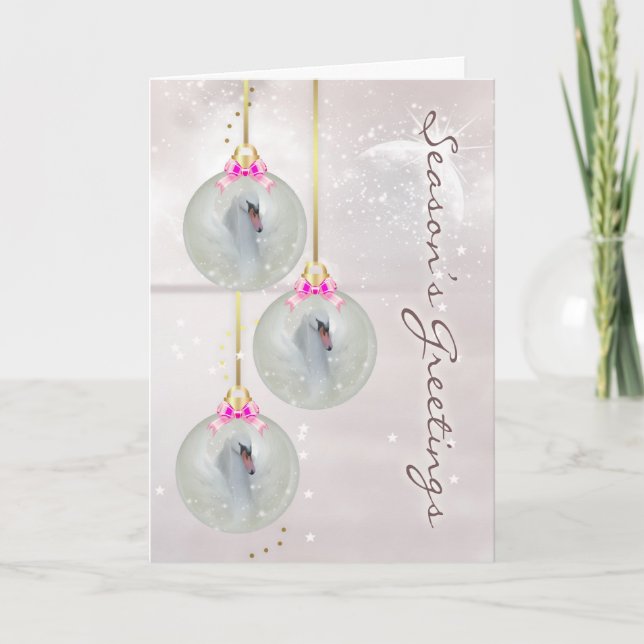 Christmas Card With Swan - Fantasy Swan Art - Orna (Front)