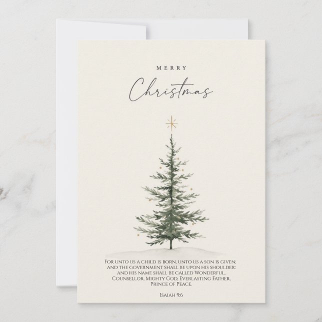 Christmas Card with Tree and Bible Verse (Front)
