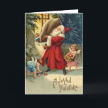Christmas Card with Vintage Santa and angels<br><div class="desc">Put a little vintage Christmas in every ones mailbox. Sweet little angels come to wish you the Wonders of Christmas on this greeting card. Christmas cards for children or anyone.</div>
