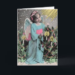 Christmas Card with Vintage Tin Type<br><div class="desc">Put a little vintage Christmas in every ones mailbox. Sweet little angel comes to wish you Seasons Greetings on this greeting card. Christmas cards for children or anyone young at heart. Perfect cards for your grandparents. They just may remember these times.</div>